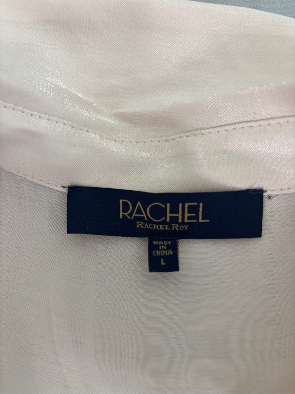 Rachel Light Blush Satin Twist-Front Blouse - Picture 6 of 8